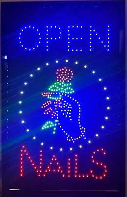 LED Neon Animated Motion Vertical Nails Open Business Sign 15 X 23.5  / HL-106 • $35.99