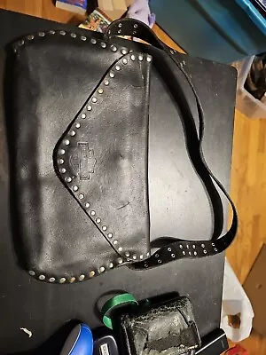 Harley Davidson Motorcycles Black Leather Studded Handbag Purse Women’s Bag VTG • $39.99