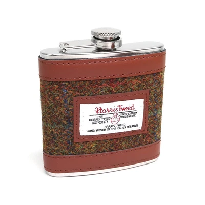 £9.99 • Buy Harris Tweed 6oz Stainless Steel Pocket Hip Flask Stornoway Brown Tweed Flask