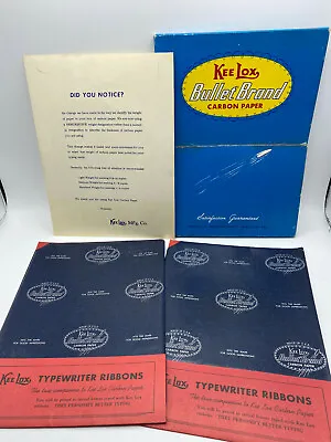 Vtg Kee Lox Bullet Brand Carbon Paper Original Box 8 1/2 X 11 1/2  Black Med Wt • $18