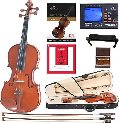 Cecilio CVN-200 Solidwood Violin With D'Addario Prelude Strings 3/4 - Clear- • $39.27
