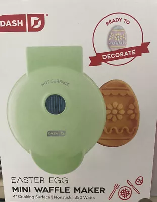 New Dash Easter Egg Mini Non-stick 4  Green Waffle Maker Iron - Great Gift • $12.99