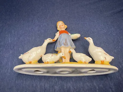 Bertram Girl With 4 Geese Ducks Figurine • $12.80