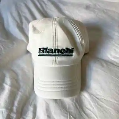 NOS Vintage 90s Bianchi Cycling Embroidered Woven Stretch Hat Cap White • $17