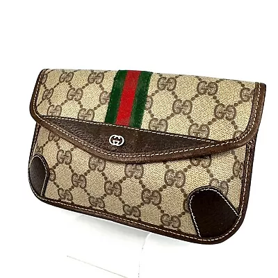 Vintage Gucci Clutch Bag Purse Sherry Line PVC Authentic • $199