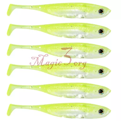 6pcs 3  Fishing Soft Lures Paddle Tail Silicone Swimbait Trout Bass Crappie Bait • $11.44