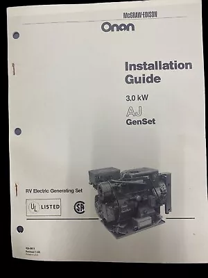 Onan Installation Guide For 3.0 KW AJ Genset 924-0611 • $14.99