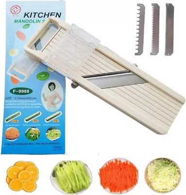 Mandoline Slicer With Stainless Steel Blades Slicer Kitchen Vegetable Chopper • $22