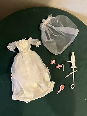 Vintage Tagged Old Fashion Wedding Gown Doll Size Includes Veil Shoes & Brush • $9