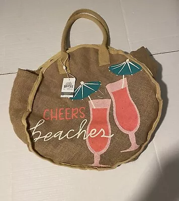 Mud Pie Beach Tropic Jute Tote Cheers 2018 Stone Mountain Bag NEW • $22.99