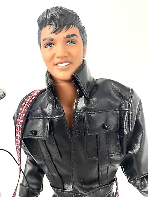 Elvis Doll 12   68 Special In Black Leather Suit With Microphone • $40