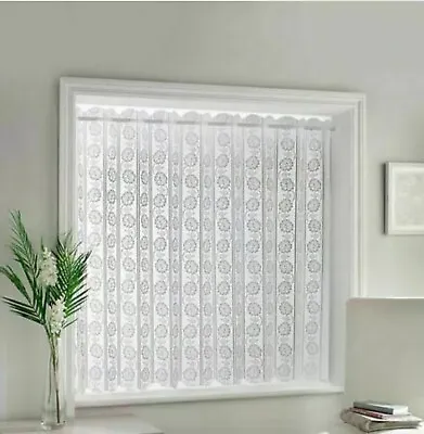 Lace Net Voile Louvre Vertical Pleated Window Blind Panel Curtain White / Cream • £20.99