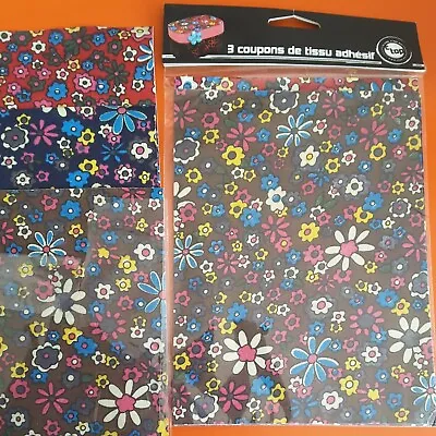 Vintage Retro 60-70s Floral Flower Power Fabric Sticky Back Craft Decoupage New • £12