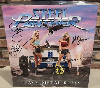 Steel Panther SIGNED Heavy Metal Rules Limited Edition BLUE  Record LP Vinyl • $150