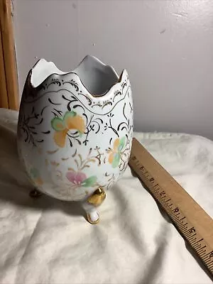 Formalities By Baum Bros Egg Vase Three Pedestal Feet~ Butterfly With Gold Trim • $16.72