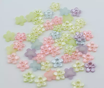 £2.49 • Buy 50 Mixed Cabochons Bow Heart Stars Flat Back Pearls Cute Kawaii Face Gems Beads