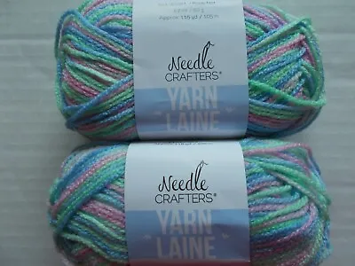 Needle Crafters Variegated Acrylic Yarn Baby Blend Lot Of 2 (115 Yds Ea) • $14.99