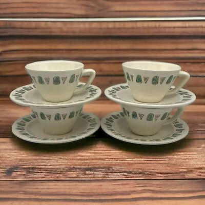 Metlox Set 4 Cup & Saucer Pottery Speckle Turquoise Navajo Poppytrail • $19.43