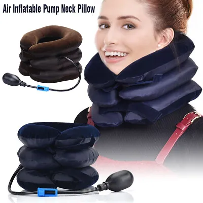 Air Inflatable Pump Neck Head Cervical Traction Stretcher Pain Relief • £7.94