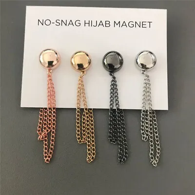 4pcs Strong Magnetic No Hole Scarf Hijab Clip Pins Chain Scarf Shawl Brooch Pins • $8.54