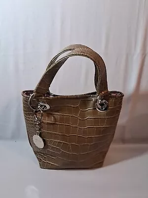 Kathy Van Zeeland Brown Faux Leather Crocodile Satchel Bag Handbag ~ LOOKS NEW! • $31.99