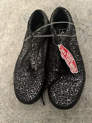 Vans Unisex Adults Old Skool Black Silver Leopard Sneakers M 8.5 Womens 10 NWT!! • $12.99