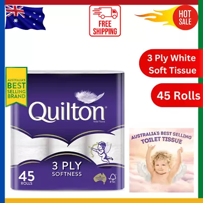 $28.39 • Buy Toilet Paper 45 Rolls Quilton 3 Ply White Soft Tissue Bulk (180 Sheets Per Roll)