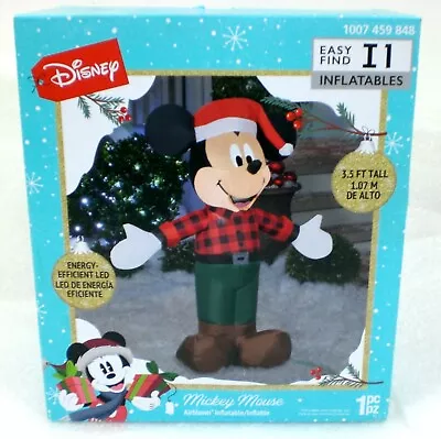 Gemmy 3.5' Airblown Disney Woodland Mickey With Santa Hat Christmas Inflatable • $49.99