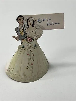 VINTAGE WEDDING TABLE SETTING NAME CARD 1960s 1950s CELEBRATION BRIDE GROOM L&S • $9.99