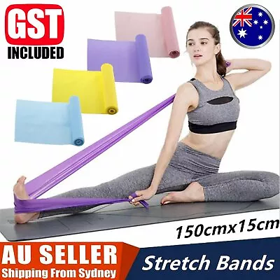 1.5m Elastic Yoga Line Stretch Resistance Bands Exercise Fitness Stretch Band AU • $4.52