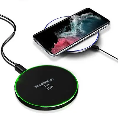 $14.99 • Buy 15W Qi Fast Wireless Charging Pad Charger Samsung Galaxy S23 S22 S21 Ultra Plus