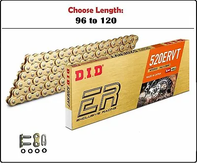 D.I.D DID 520 ERVT Xring Motorcycle Drive Chain Gold With Clip Master Link • $134.60