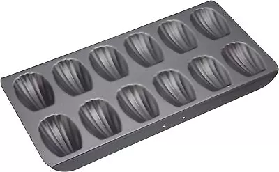 MasterClass Non Stick Madeleine Tray Carbon Grey 12 Hole 40 X 20 Cm 15 X 8.5 In • £16.15