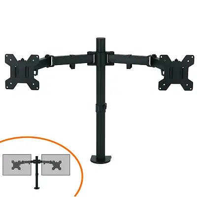 Double Twin Arm Desk Mount Bracket Lcd Computer Monitor Stand 13”-32” Screen Tv • £17.95