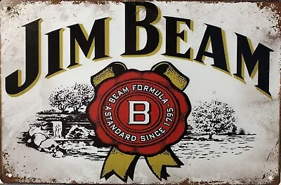 Jim Beam Rustic Vintage Metal Tin Signs Man Cave Shed & Bar AU SELLER • $9.99
