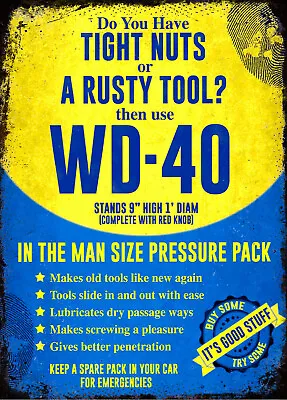 Vintage Retro WD40 Spray Garage Tool Mechanic Motor Garden Metal Tin Plaque Sign • £3.99