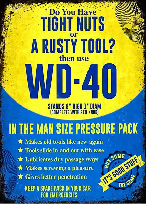 £3.99 • Buy Vintage Retro WD40 Spray Garage Tools Mechanic Motor Garden Man Cave Metal Sign