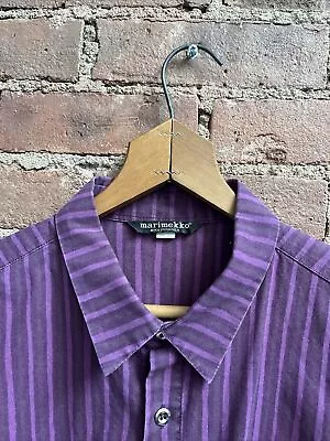 Vintage Marimekko Men’s Shirt Sz XL Purple Stripe 100% Cotton • $165