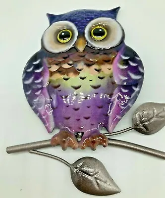£7.99 • Buy Metal Owl Wall Art Purple Metal Garden Ornament  Indoors Outdoors