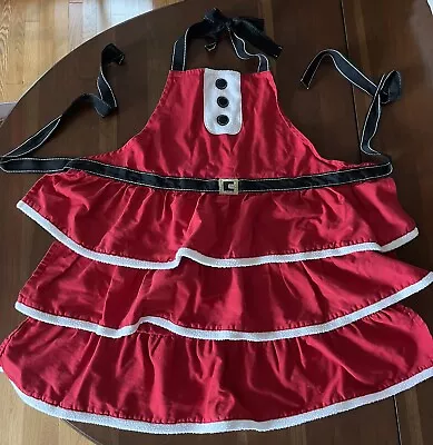 Adult Apron Christmas Red Ruffle Skirt Tie Around Waist And Neck Mrs. Claus • $18