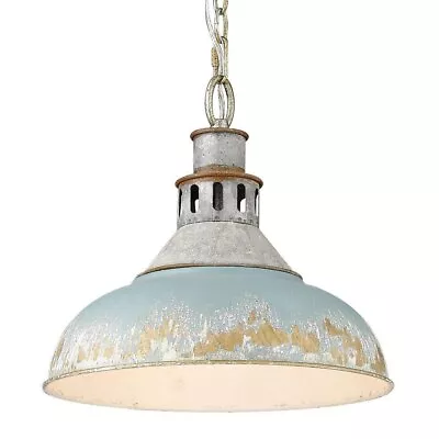 Vintage Style 1-Light Large Pendant In Aged Galvanized Steel With Rustic Antique • $141.95