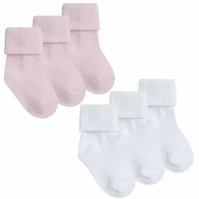 Baby SOCKS 3 Pack Plain Turn Over Top Girl Boy  • £3.25