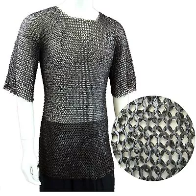 Chain Mail Shirt Round Riveted With Flat Washer Armor Chainmail Haubergeon • £137.95