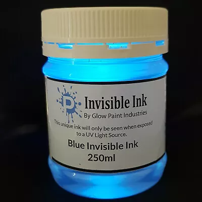 Invisible Ink Blue 250ml Dries Clear Visible Only Under UV Light Australian Made • £31.01