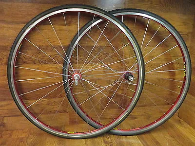 Vintage Original Mavic Helium Red Anodized Shimano 10 Spd Tubular 700c Wheel Set • $499.99