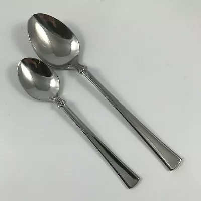 Vintage MIKASA Stainless  VERONA  TEASPOON 6  & SOUP SPOON 7-5/8  GLOSSY 18/8 • $29.95