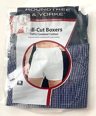 Roundtree & Yorke 2 Pack Full Cut Boxer Boxers Plaid Combed Cotton Underwear 56 • $10