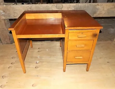 Vintage Antique Oak Teachers Writing Desk Students Desk Unusual Design • $250