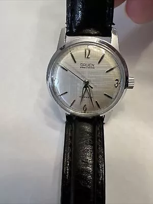 Vintage Gruen Precision Men's Watch Running Silver Case • $20