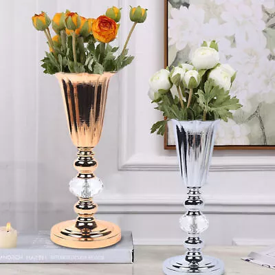 44.5cm Modern Tall Silver Iron Flower Vase Urn Luxury Wedding Home Table Decor • £23